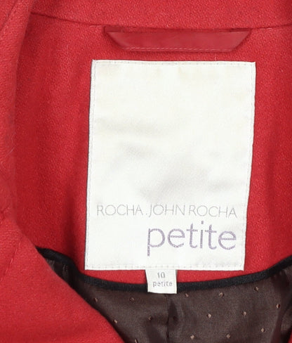 Rocha John Rocha Red Petite Pea Coat Women's Size 10