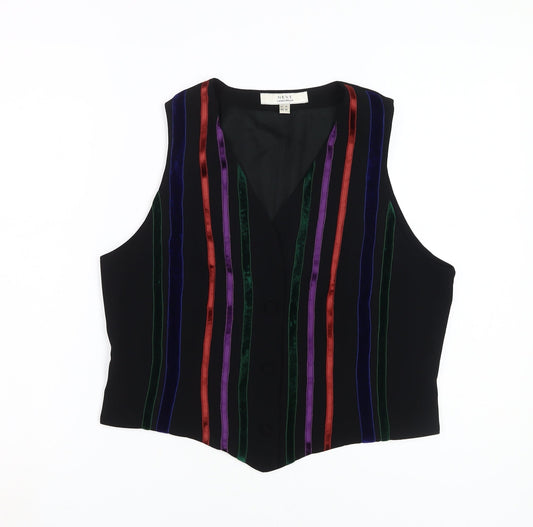 Next Women's Black Striped Waistcoat UK 14