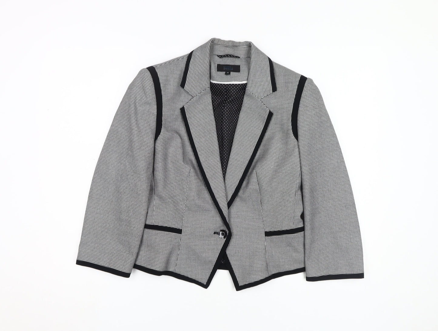 Marks & Spencer Women's Black Houndstooth Blazer, Size 12