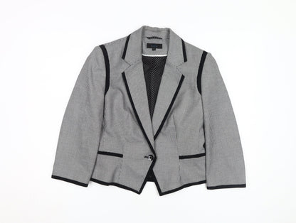 Marks & Spencer Women's Black Houndstooth Blazer, Size 12