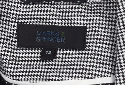 Marks & Spencer Women's Black Houndstooth Blazer, Size 12