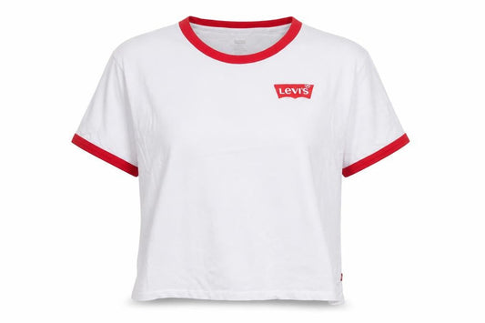 Womens UK Size L Levi's White Ringer T-Shirt