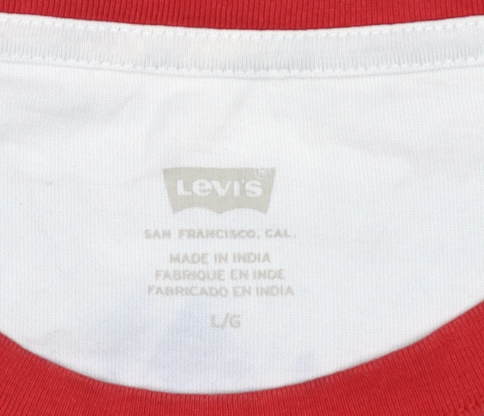 Womens UK Size L Levi's White Ringer T-Shirt