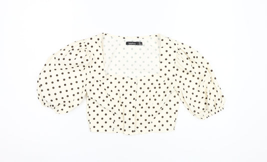Boohoo Women's Ivory Polka Dot Puff Sleeve Blouse