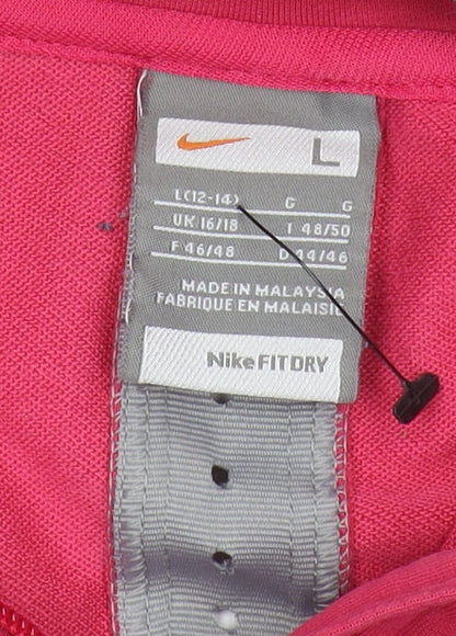 Nike Women's Pink Full Zip Hoodie, Size L, Lightweight