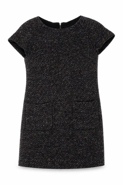 Jigsaw Women's Black Wool Blend Short Sleeve Shift Dress