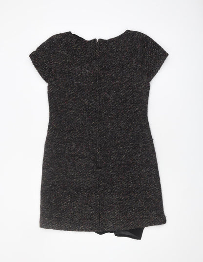 Jigsaw Women's Black Wool Blend Short Sleeve Shift Dress