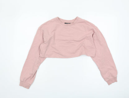 Bershka Women's Pink Pullover Sweatshirt S, Casual Cotton