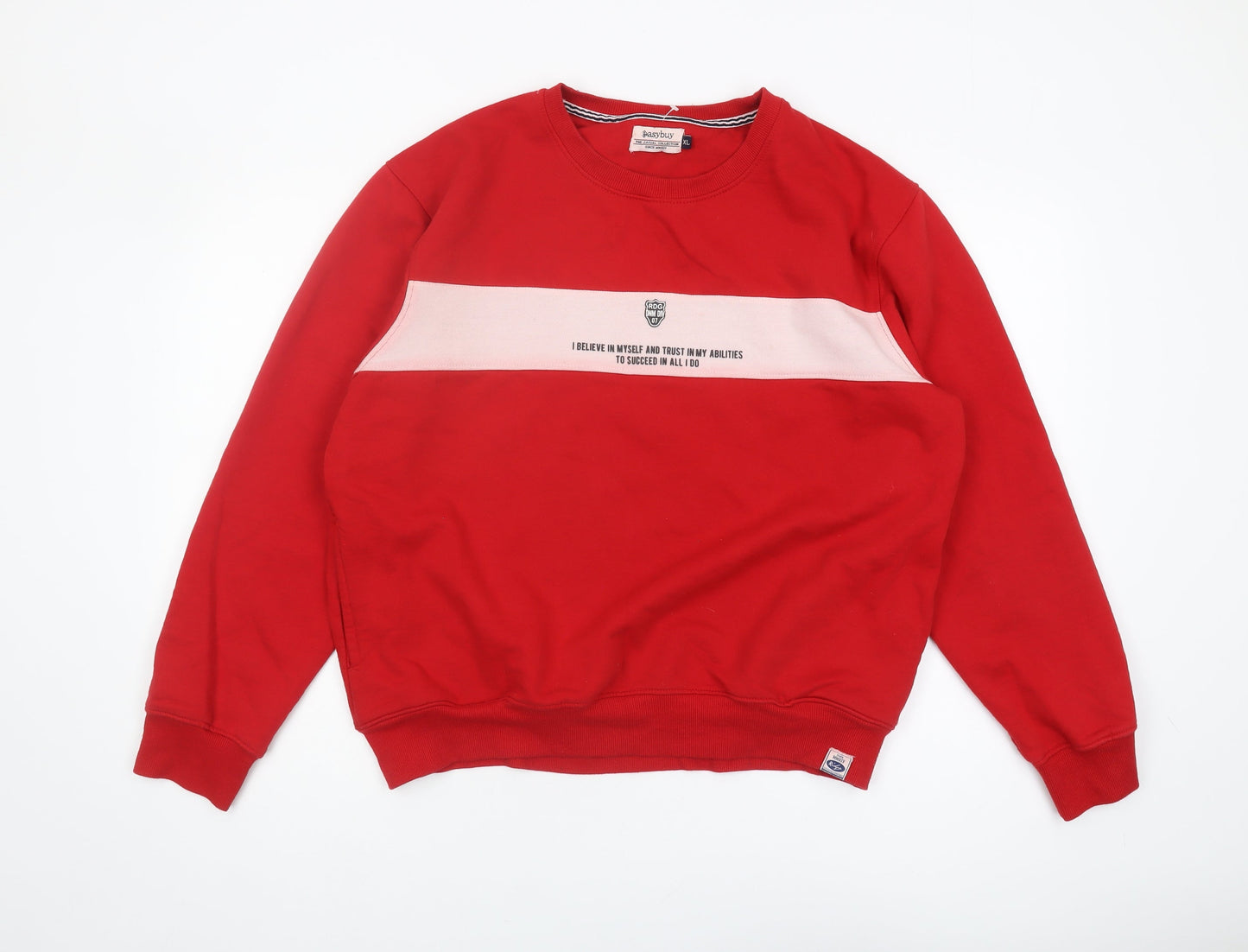 Easybuy Men's Red XL Pullover Sweatshirt with Logo