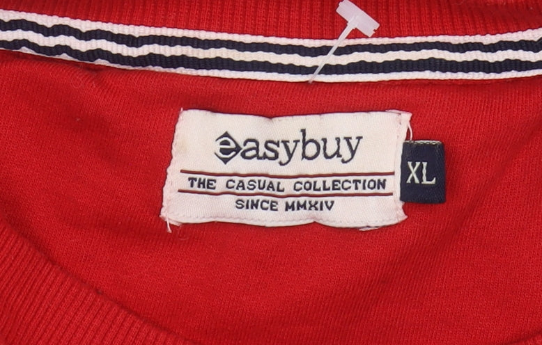 Easybuy Men's Red XL Pullover Sweatshirt with Logo