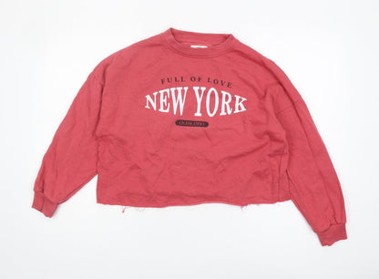 Womens UK Size S Pull&Bear Red Pullover Sweatshirt