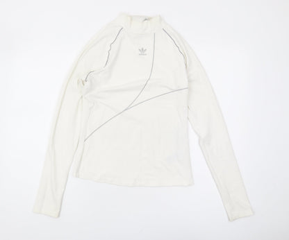 Adidas Women's White Long Sleeve Mock Neck Top