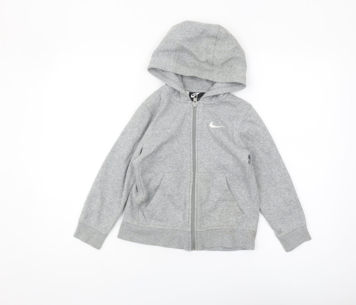 Nike Boys Grey Full Zip Hoodie - XS, Lightweight Logo