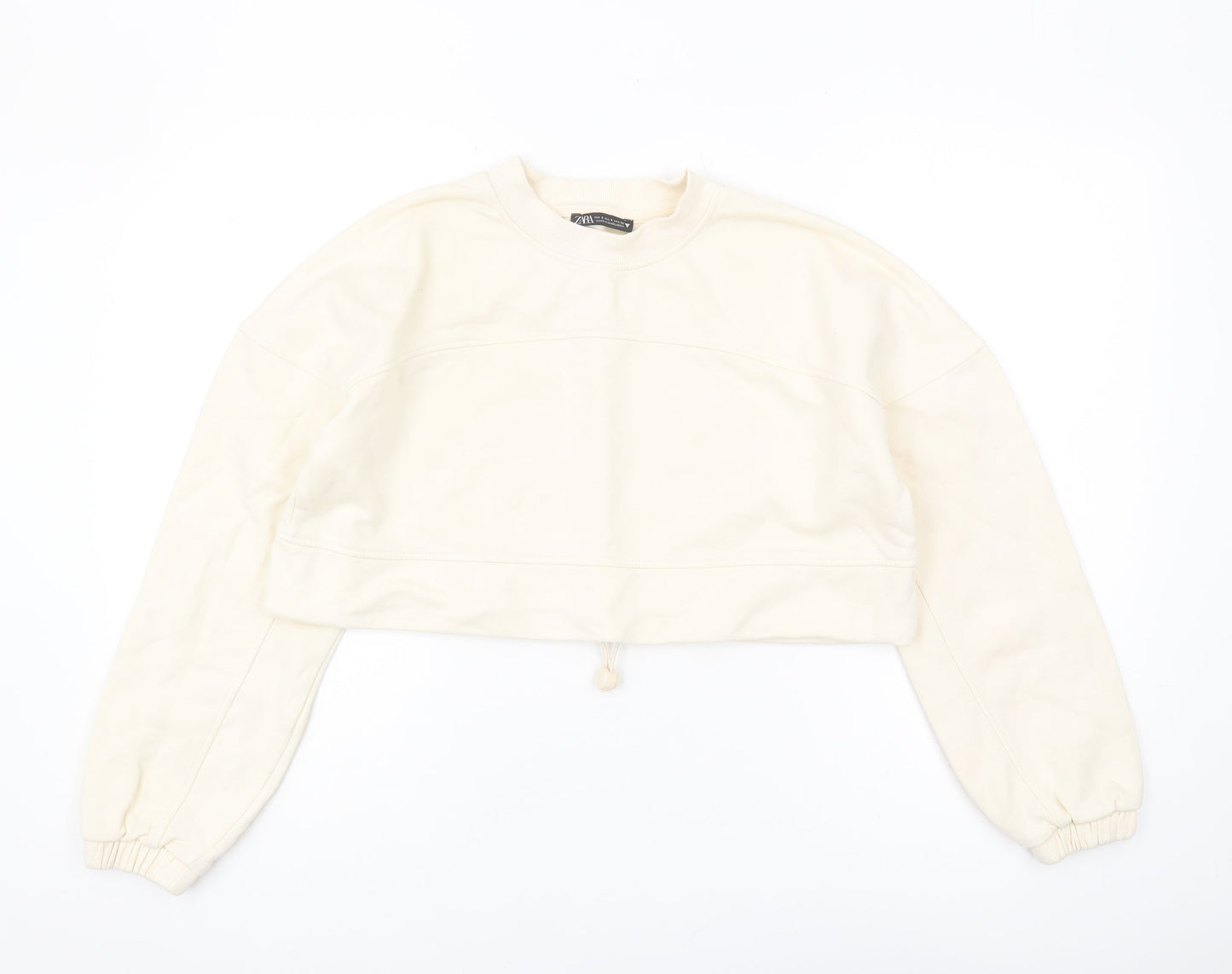 Zara Women's Ivory Crew Neck Sweatshirt - Size S