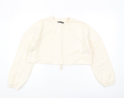 Zara Women's Ivory Crew Neck Sweatshirt - Size S