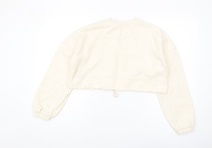 Zara Women's Ivory Crew Neck Sweatshirt - Size S