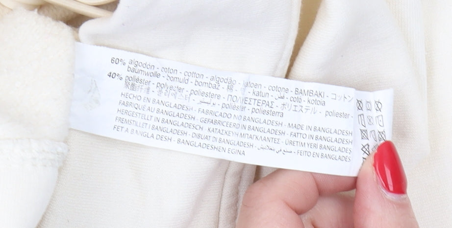 Zara Women's Ivory Crew Neck Sweatshirt - Size S