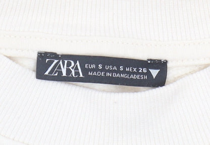 Zara Women's Ivory Crew Neck Sweatshirt - Size S