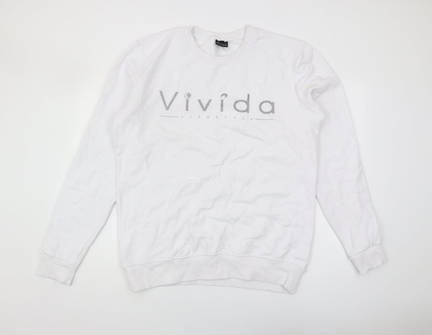 Vivida Lifestyle Men's White Pullover Sweatshirt - L
