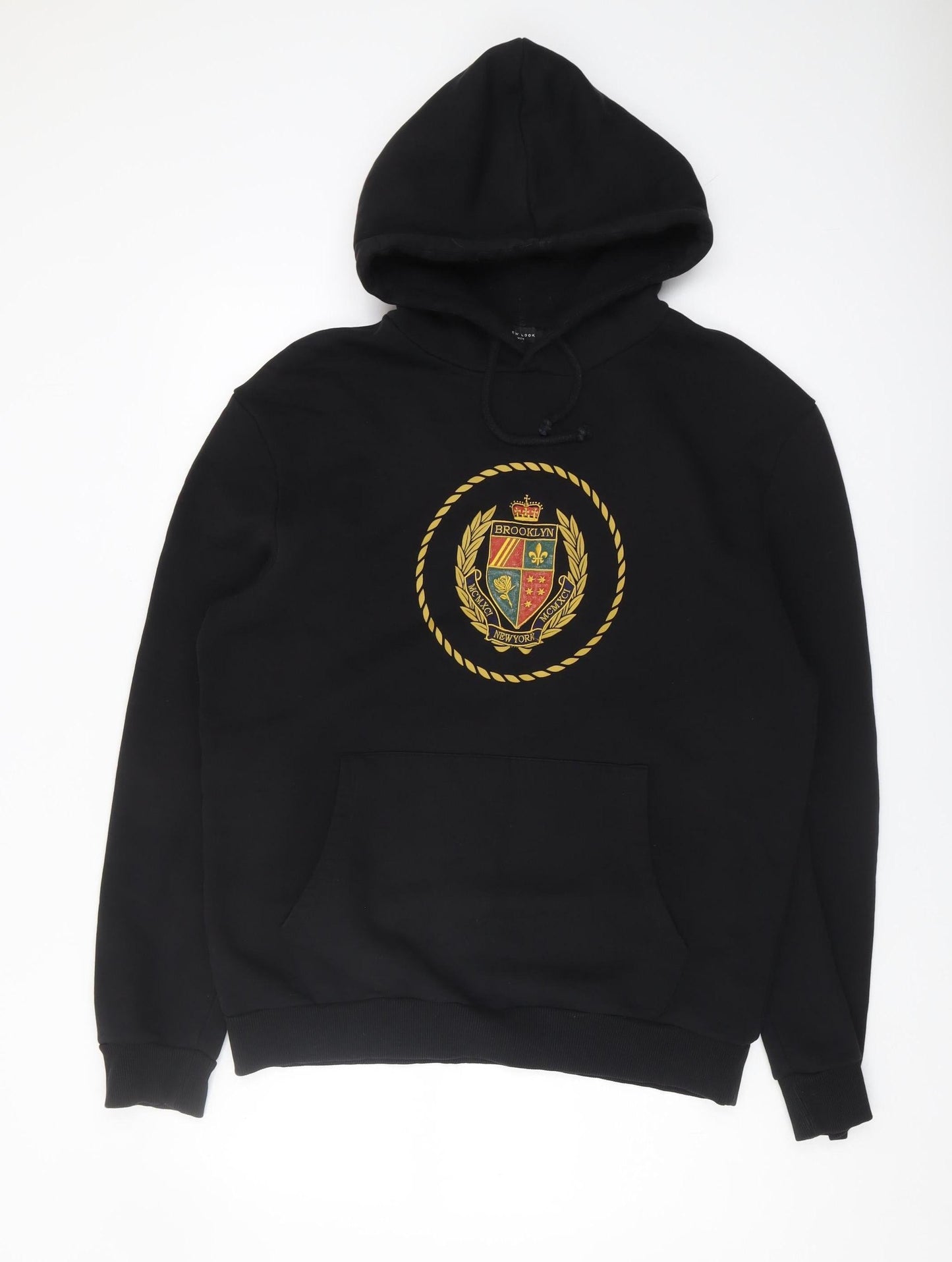 Mens UK Size M New Look Black Pullover Hoodie
