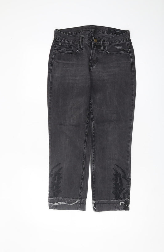 AllSaints Women’s Grey Ankle Jeans Size 25 Embroidered