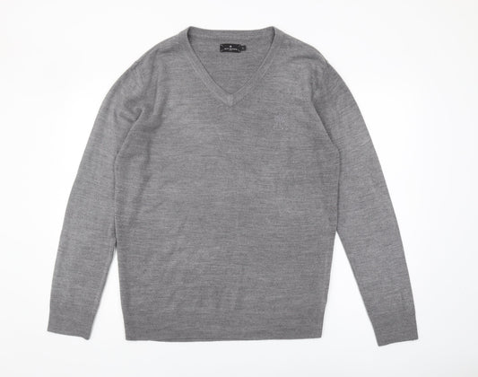 Jeff Banks Men's Grey V-Neck Pullover Jumper, L
