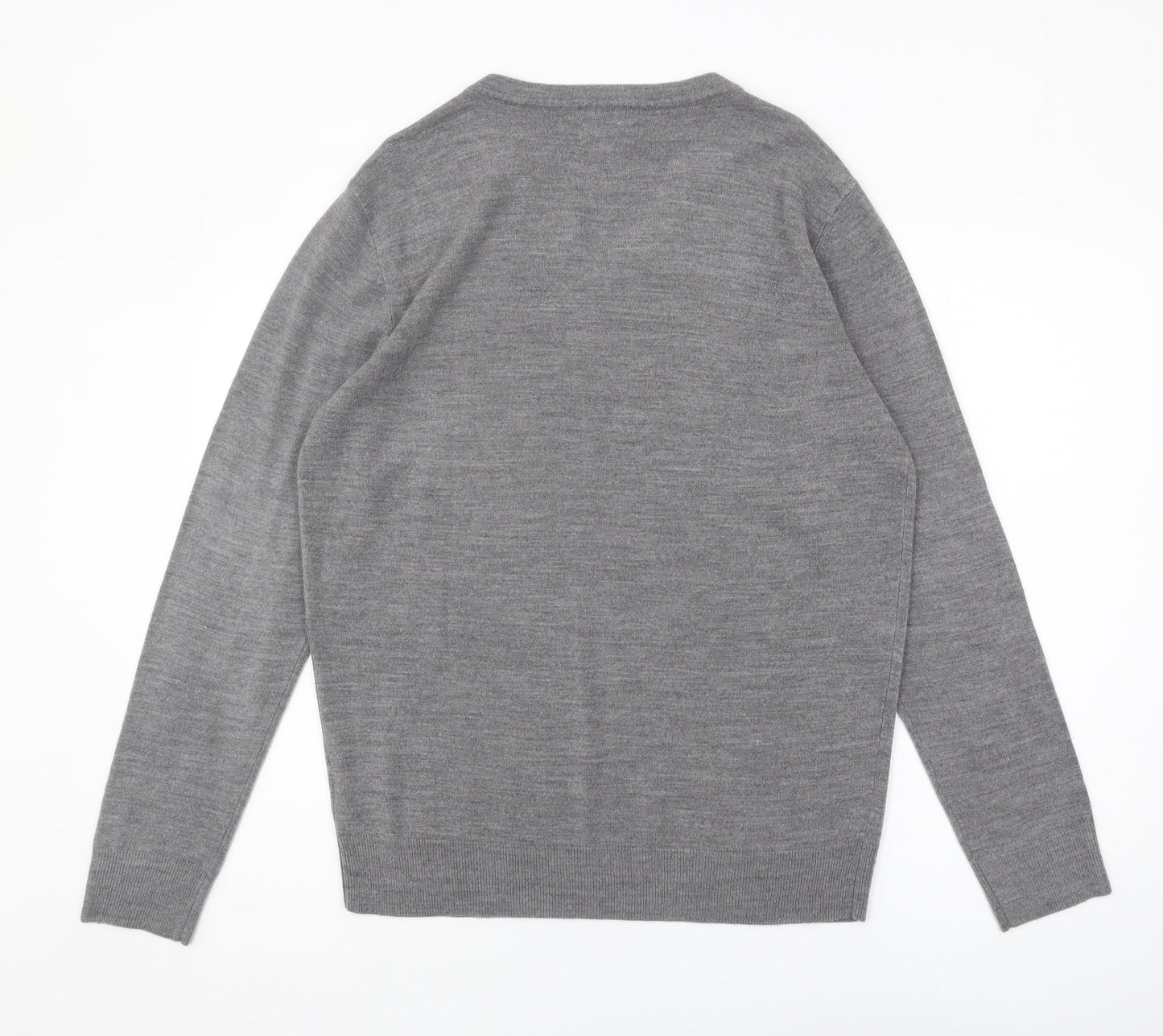 Jeff Banks Men's Grey V-Neck Pullover Jumper, L