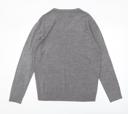 Jeff Banks Men's Grey V-Neck Pullover Jumper, L