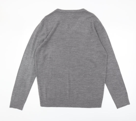 Jeff Banks Men's Grey V-Neck Pullover Jumper, L