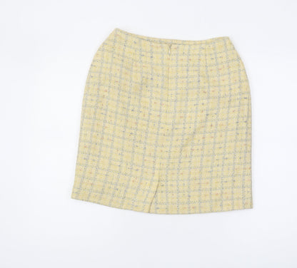 Laura Ashley Women's Yellow Check Pencil Skirt Size 12