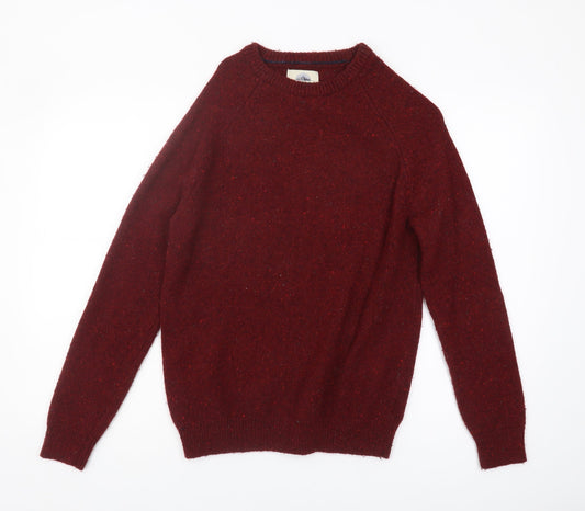 Mantaray Men's Red Wool Pullover Jumper Size S