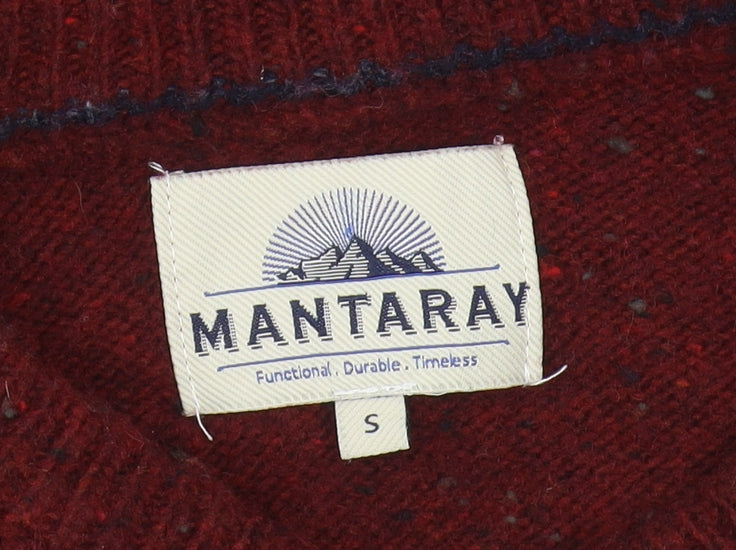 Mantaray Men's Red Wool Pullover Jumper Size S