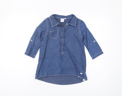 Jasper Conran Junior Girls Blue Cotton Blouse 4-5 Years