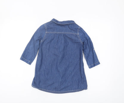 Jasper Conran Junior Girls Blue Cotton Blouse 4-5 Years