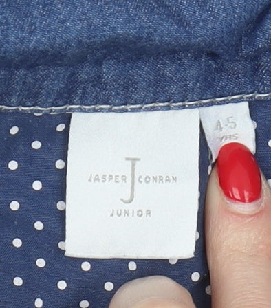 Jasper Conran Junior Girls Blue Cotton Blouse 4-5 Years