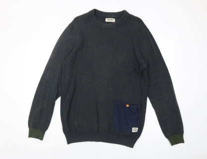 Jack & Jones Mens Green Pullover Jumper M Cotton Casual