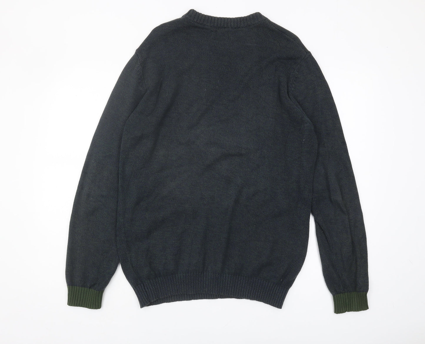 Jack & Jones Mens Green Pullover Jumper M Cotton Casual