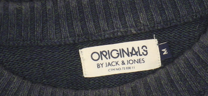 Jack & Jones Mens Green Pullover Jumper M Cotton Casual