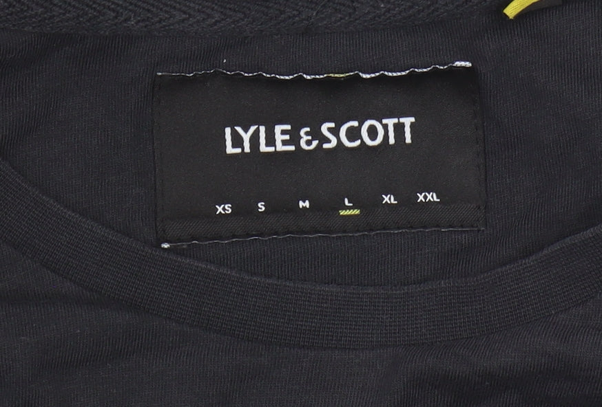 Lyle & Scott Men's Black Cotton T-Shirt, Size L, Crew Neck