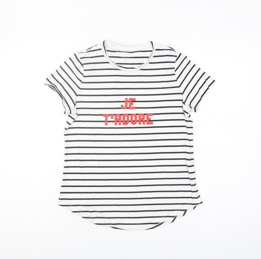 Banana Republic Womens 2XS Petite Striped Crew Neck T-Shirt