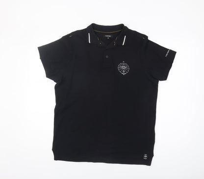 Firetrap Men's Black Polo, M, Short Sleeve, Logo Accent