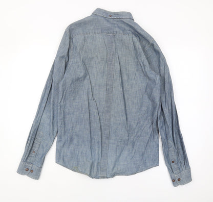 Ben Sherman Men's Blue Cotton Chambray Shirt S