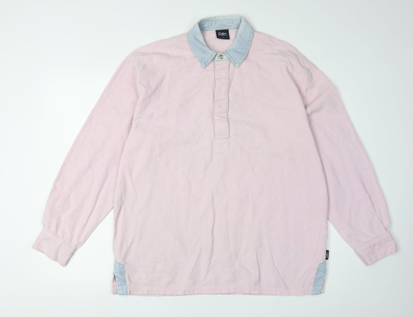 Cotton Traders Men's Pink Long Sleeve Polo Shirt M