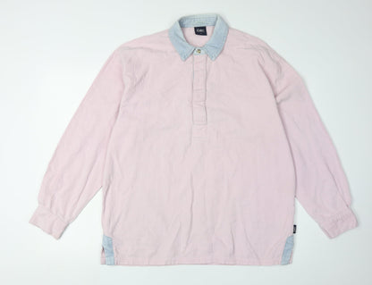 Cotton Traders Men's Pink Long Sleeve Polo Shirt M