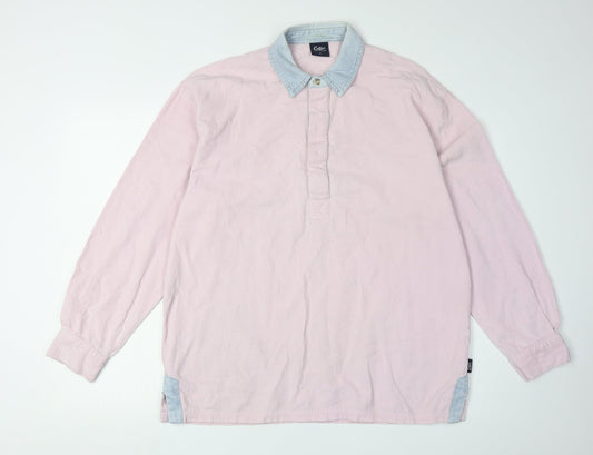 Cotton Traders Men's Pink Long Sleeve Polo Shirt M