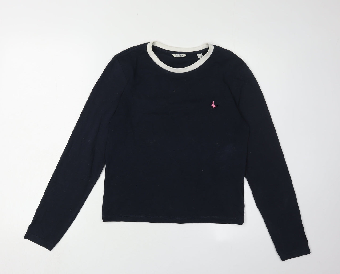 Jack Wills Women's Black Ringer T-Shirt Size 10