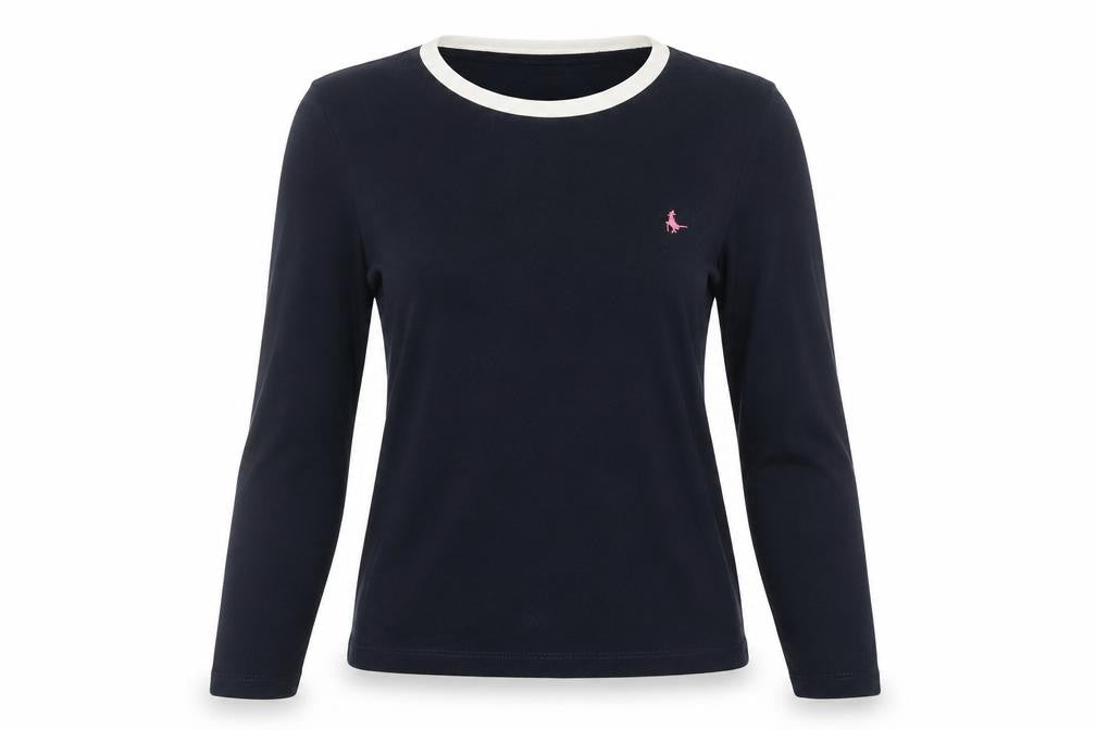 Womens UK Size 10 Jack Wills Black Ringer T-Shirt
