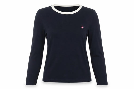 Womens UK Size 10 Jack Wills Black Ringer T-Shirt