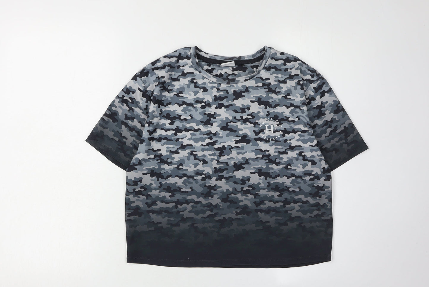 Holyfield Girls' Grey Camouflage T-Shirt L Basic Style