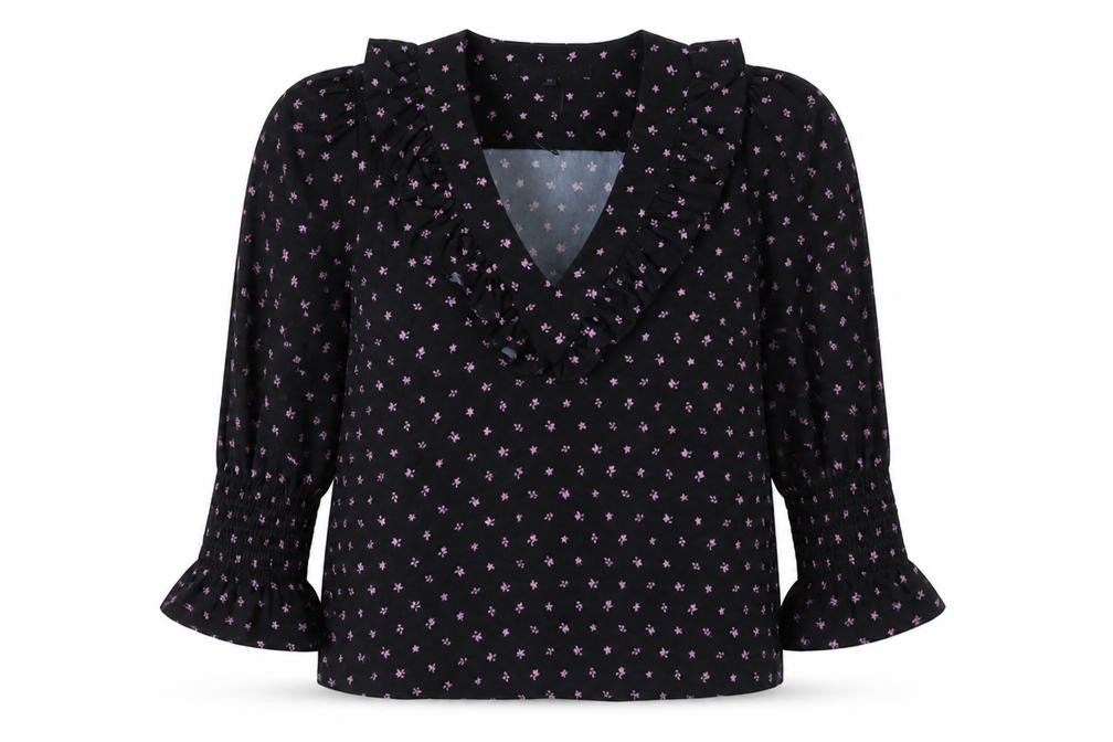 Womens UK Size XS French Connection Black Wrap Blouse
